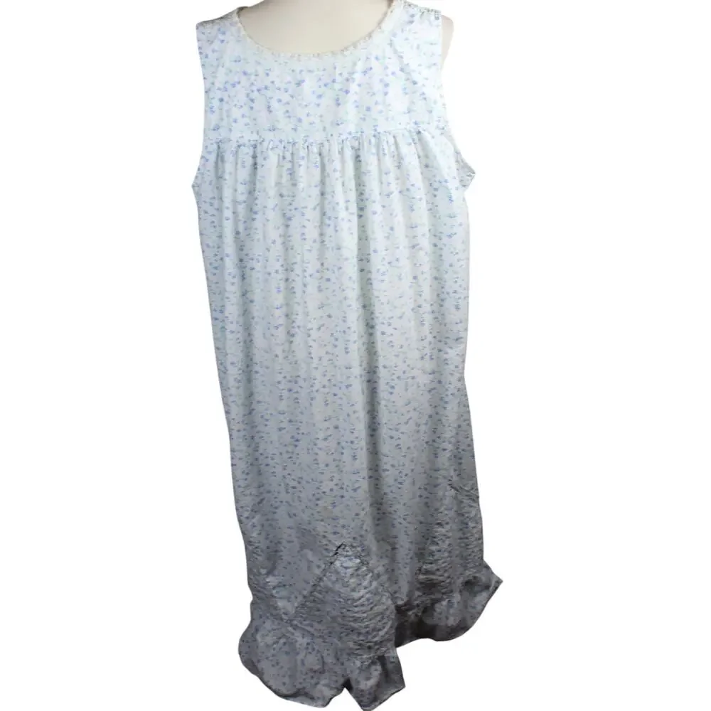 Eileen West Nightgown Womens 2x White Purple Sleeveless Lace Trim Pajamas - Picture 7 of 11